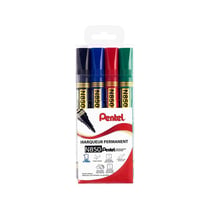 Lot de 4 marqueurs permanents - PENTEL - Pointe conique moyenne - N850