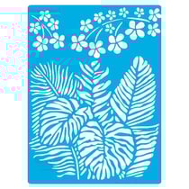 Pochoir plastique souple réutilisable 18,5 x 14,5 cm Fabrika Decoru FLEUR FEUILLAGE TROPIQUE 394