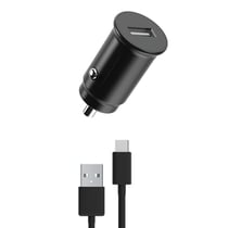 Myway Pack Chargeur Voiture 12W PD avec USB-A/USB-C Charge Rapide Noir