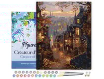 Peinture par Numéro Figured'Art avec Cadre - Rue d'Automne et vieille Ville - Kit de Loisir Créatif DIY Numéro d'Art Complet - 40x50cm toile tendue sur châssis