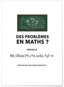 Poster Problème de maths | A3 : 29,7x42cm