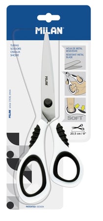 Blister ciseaux de bureau blancs 20,5 cm