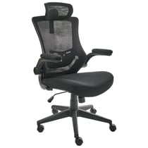 Chaise de Bureau Professionnelle Noire en Maille avec Accoudoirs Appui-Tête Réglable Siège Pneumatique Base Pivotante