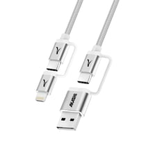 Akashi Câble 4 en 1 USB-C + Lightning Compatible Apple CarPlay Android Auto Gris