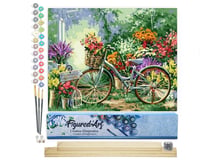 Peinture par Numéro Figured'Art - Fleurs et Vélos - Kit de Loisir Créatif DIY Numéro d'Art Complet - 40x50cm toile roulée + châssis en bois à monter