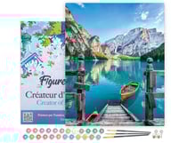 Peinture par Numéro Figured'Art avec Cadre - Barque sur un Lac de Montagne - Kit de Loisir Créatif Numéro d'Art - 40x50cm toile tendue sur châssis