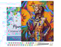 Peinture par Numéro Figured'Art avec Cadre - Femme Africaine traditionnelle - Kit de Loisir Créatif DIY Numéro d'Art Complet - 40x50cm toile tendue sur châssis