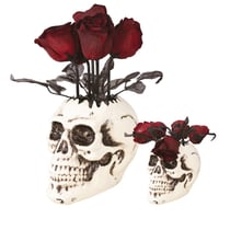 Automate Vase crâne avec roses - animé et sonore - 30cm