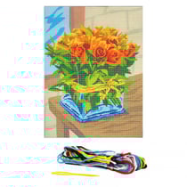 Kit complet canevas 15 x 20 cm motif bouquet de roses fleurs