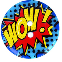 Lot de 6 boutons écusson 28mm WOW