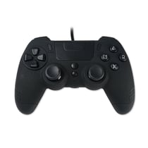 Steelplay Slimpack - Manette filaire (câble de 3m), Compatible PS4/PS3/PC, Double Retour de Vibration, 4 palettes arrière programmables, Ergonomique et Confortable - Noir Ebène