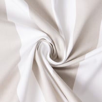 Tissu Coton Sergé d'ameublement rayé Beige sur fond Blanc