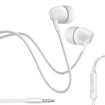 Inkax Écouteurs Filaires Jack 3,5 mm avec Microphone Intégré Blanc