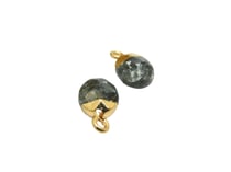 1 Petite breloque forme ovale 14*8mm Labradorite (foncé) et attache dorée