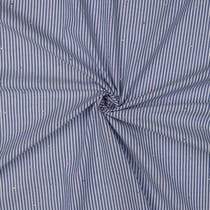 Tissu Coton fil teint rayé Bleu et strass sur fond Blanc cassé