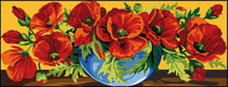 Canevas antique Débordement de coquelicots 25x60cm