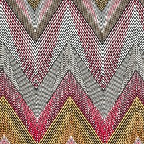 Tissu Jersey Viscose imprimé zig zag jaune et rouge sur fond Blanc