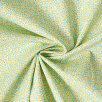 Tissu Batiste de Coton imprimé Fleuris sur fond Vert pâle