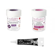2 colorants alimentaires violet-pourpre + Stylo glaçage noir