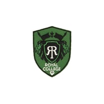 Lot de 3 écussons thermocollants royal college gris/vert 4,6cm x 6cm