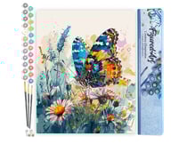 Peinture par Numéro Figured'Art - Papillon et Fleurs - Kit de Loisir Créatif DIY Numéro d'Art Complet - 40x50cm sans châssis en bois