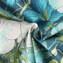 Tissu Toile Canvas  Capucina sur fond Bleu