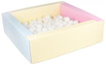 Piscine à balles carrée avec 200 balles - rose, bleu, jaune (pastel)/blanc