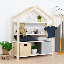 Etagère cabane POLLY - bois verni et blanc