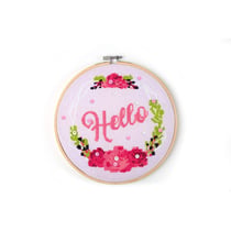 Graine Créative - Kit Canevas sur Tambour à Broder Hello Ø 20 cm