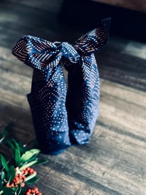 Papier Cadeau Réutilisable Emballage Furoshiki Coton Recyclé : Pôle Nord (BLEU NUIT) (Taille L) 85x85 cm collection monochrome