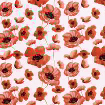 Tissu Coton imprimé Coquelicot rouge sur fond Blanc