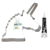 Découpoir à pâtisserie inox XXL Licorne + Stylo de glaçage noir