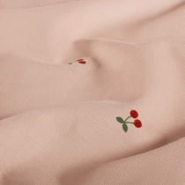 Tissu Velours milleraies Calie cerises Rouges sur fond Rose poudré