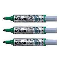 Lot de 3 marqueurs tableau blanc - PENTEL - MAXIFLO MWL5M - Pointe ogive 2,5 mm - Vert