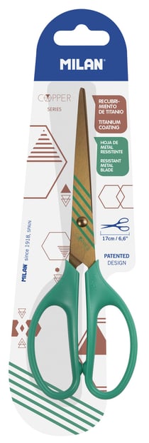 Blister ciseaux de bureau 17 cm série Copper, vert