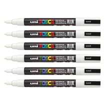 Lot de 6 Marqueurs pointe conique fine PC3M 0,9 - 1,3mm Blanc POSCA