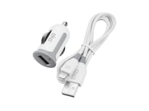 Avizar Pack Chargeur Allume Cigare 1A avec Câble Lightning MFi 1m Blanc