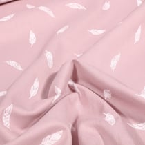 Tissu Coton imprimé Petites plumes sur fond Rose pâle