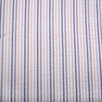 Tissu Coton imprimé rayures Linbay bleues sur fond Blanc - Au mètre