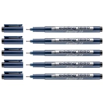 Lot de 5 feutres fins de précision - EDDING - Pointe calibrée 0,8 mm - Noir