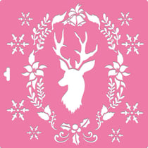 Pochoir plastique souple réutilisable 30 x 30 cm Fabrika Decoru RENNE DE NOEL 180