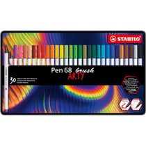 Feutres de coloriage - STABILO Pen 68 Brush - Arty - Boite métal de 30 couleurs