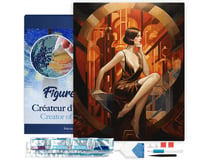 Diamond Painting Broderie Diamant Figured’Art 40x50cm toile tendue sur châssis en bois - diamants carrés - Femme assise Art Déco
