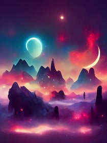 Kit diamond painting Paysage lunaire 30 x 40 cm