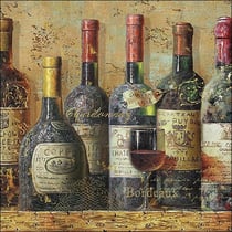 Lot de 4 serviettes en papier découpage collage 33 cm VINTAGE VIN ROUGE
