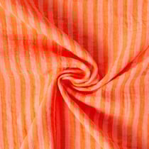 Tissu Double gaze de Coton Réversible rayé Orange