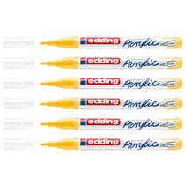 Lot de 6 marqueurs peinture acrylique pointe fine 1-2 mm - EDDING - Jaune Trafic