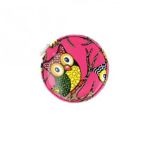 Mètre ruban chouette rose sur fonds noir 5,5cm