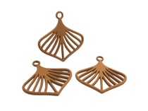 4 Breloques forme feuille 23*22mm marron