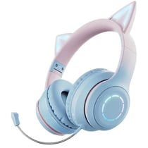 Casque Audio Sans Fil Oreilles De Chat RGB Pour Gaming Et Musique - Bleu - Yonis